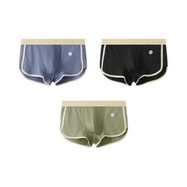Imagem de Shorts Boxer Slim Fit Respirável Para Homens Em 3 Peças, Cuecas Confor