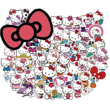 Imagem de 50 peças de adesivos de desenho animado Hello Kitty para crianças, decalque de vinil à prova d'água para garrafa de água, laptop, brinquedo, adesivo para decoração faça você mesmo, para-choque