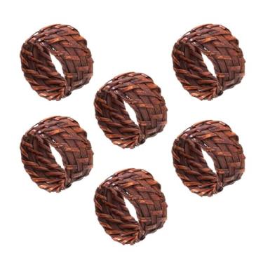 Imagem de Argola Para Guardanapo Marrom Rattan Bambu 5cm Mesa Posta Elegante 6 unidades