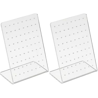Imagem de NexusPulse Suporte para brincos, organizador de brincos de acrílico com 72 furos, exibição de armazenamento de joias, exibição de brincos de prateleira, armazenamento de brincos de suporte (2 peças)