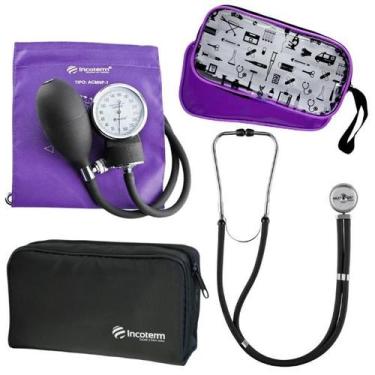 Imagem de Kit Aparelho Pressao Esfigmo Aneroide Estetoscopio Multilaser Incoterm