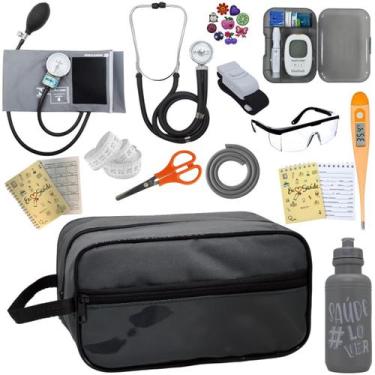 Imagem de Kit de Enfermagem Aparelho de Pressao Estetoscopio Necessaire Medidor 