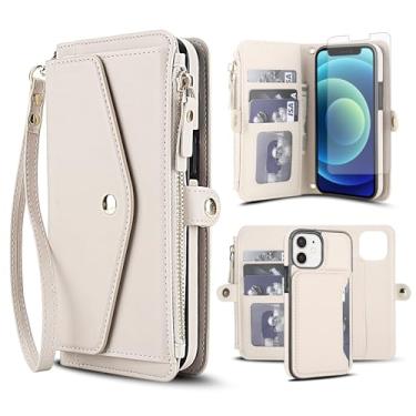 Imagem de Capa de telefone para iPhone 12 Mini 5.4 capa carteira compatível com Magsafe RFID protetor de tela transversal alça alça flip compartimento para cartão com zíper celular iPhone12mini 5G i 12s