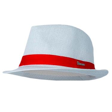 Imagem de Chapéu Malandro Carioca Umbanda Zé Pilintra Candomblé Adulto Aba Curta Com Faixa Vermelha Tradicional Malandrinho Roda De Samba