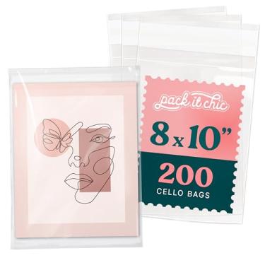 Imagem de Pack It Chic - Sacos de violoncelo resseláveis de polipropileno de 20 x 25 cm - Pacote com 200 sacos transparentes para embalagens de fotos, impressões e presentes artísticos