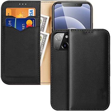 Imagem de FULNES Flip [Bloqueio RFID] Capa de telefone carteira, para Apple iPhone 14 Plus Case 2022 Couro [Revestimento interno TPU] Capa de suporte Folio [Suporte de cartão] (Cor: Preto)