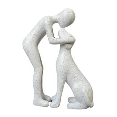 Imagem de Bothyi Estátua de Homem e Cachorro para Decoração de Casa, Presente e Memorável, Colecionável, Estatueta Robusta Original, Escultura de Cachorro, Branco
