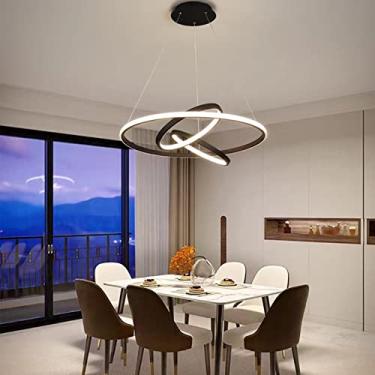 Imagem de Luminária pendente redonda moderna de LED, com intensidade regulável, para mesa de jantar, com design moderno e personalizado, controle remoto e ideal para sala de estar, cozinha, sala de ja