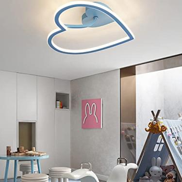 Imagem de Luminária de teto LED, luminária de teto infantil com LED dimerizável e controle remoto, ideal para sala de estar, mesa de jantar, quarto, corredor e jardim de infância (azul, 45 cm de diâme