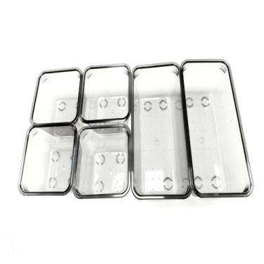 Imagem de Organizador de armazenamento de 6 gavetas, 2 tamanhos (2 grandes e 4 pequenos) organizador de mesa de plástico para maquiagem, artigos de papelaria, ferramentas, cozinha, banheiro, escritório, quarto