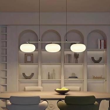 Imagem de Luminária pendente retrô para restaurante, soquete E27, luminária para ilha de cozinha, abajur de vidro em formato de caqui, iluminação criativa para mesa de jantar, lustre linear medieval d