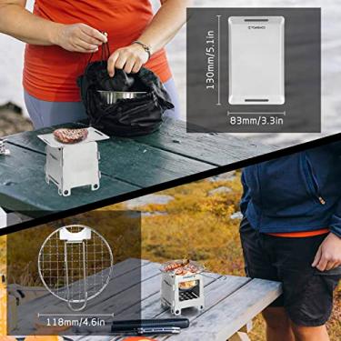 Imagem de CUOFYUNL TOMSHOO Kit de bagunça de panelas Mochila Fogão a lenha com bandeja de álcool Grelha para churrasco Panela para acampamento ao ar livre, caminhadas, piqueniques, churrasco