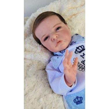 Imagem de Bebê reborn menino cabelinho fio a fio pode molhar - Mundo Azul E Rosa