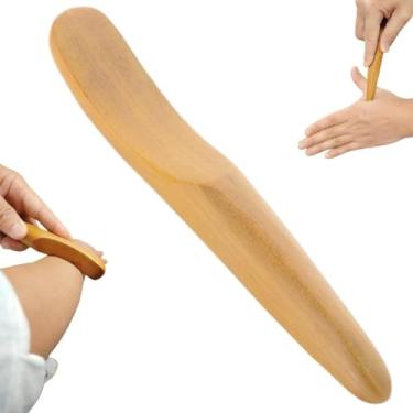 Imagem de KINTEGOOD Caneta de massagem de madeira natural, bastão de Gua Sha de madeira tradicional, ferramenta de acupressão para terapia de tecidos profundos, circulação meridiana, alívio dos pés no pescoço