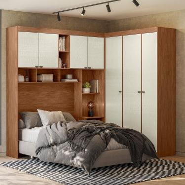 Imagem de Guarda Roupa De Casal Modulado Lugano Jatoba Areia Jatoba - Areia