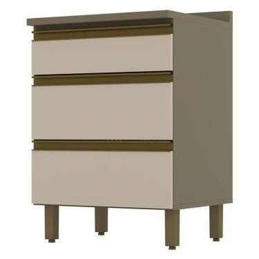 Imagem de Balcão De Cozinha évelin 3 Gavetas 60 Cm Duna Cristal - Henn