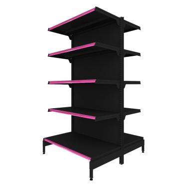 Imagem de Gôndola Prateleira Preta 5 Níveis 40x30 New Plus 1,70 Central Inicial Pe Rosa - Sa Gôndolas