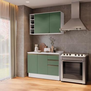 Imagem de Armário De Cozinha Compacta Garrafeiro 100% Mdf 120cm Branco/verde Celeste Kappesberg
