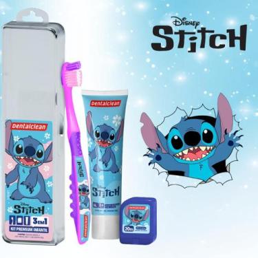 Imagem de Dentalclean infantil stitch estojo+escova+fio+gel dental 20m, ROSA