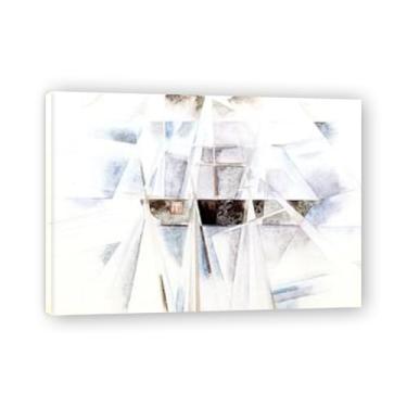 Imagem de Grande veleiro Charles Demuth arte de parede em tela - reprodução de pintura a óleo abstração geométrica, design de interiores colorido ousado 23,15x84,1 cm emoldurado