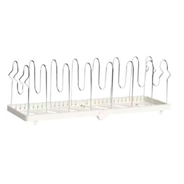 Imagem de Ｂｅｓｇａ Organizador de panelas e frigideiras com suporte para tampas, divisórias ajustáveis, organizador para utensílios de cozinha, tábuas de corte, Branco