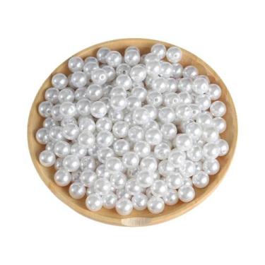 Imagem de Pulseira De Pérola Imitada ABS Branca Bege 3-20mm 10-1000pcs Com Furo 