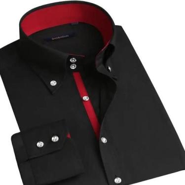 Imagem de Camisa Social Masculina Branca Slim Fit De Manga Longa Com Gola E Botõ