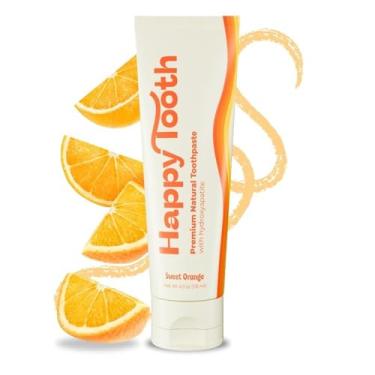 Imagem de Happy Tooth Pasta De Dente Natural De Hidroxiapatita, Sem Flúor, Sem Sls, Clareamento Para Dentes Sensíveis, Ingredientes Naturais, Formulado E Recomendado Por Dentistas, Adultos E Crianças, Laranja