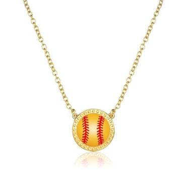 Imagem de Colar com pingente de softbol – Magnesite Chartreuse para mulheres, acessórios esportivos, joias
