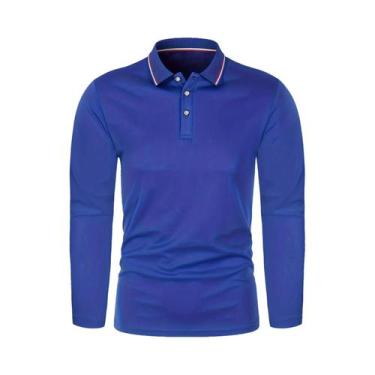Imagem de Camisa Polo Masculina De Manga Longa Casual Respirável Confortável Mod