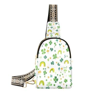 Imagem de CEBUGI Bolsa tiracolo feminina St.patricks Day Clover pequena bolsa tiracolo de couro para trilhas, viagens ao ar livre