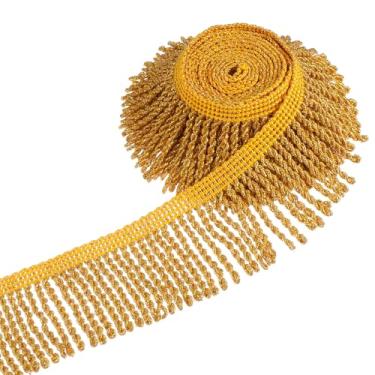 Imagem de Acabamento com franjas douradas, 1,5 m x 4 cm, corrente de borla para cortina, travesseiros, almofadas de sofá, abajures, roupas, acabamento de borla para artesanato de costura DIY e decoração de casa