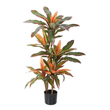 Imagem de SLGGPJBU Plantas falsas planta artificial planta artificial árvore de ferro vermelho interior plantas verdes falsas em vaso, sala de estar grande decoração externa plantas artificiais interior