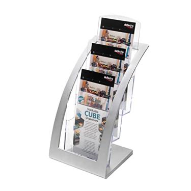 Imagem de ZDJZMGZ Organizador de papel de arquivo de revista para mesa, suporte de revistas de acrílico sobre mesa, pasta de exibição A4 de escritório, suporte de exibição de decoração de cafeteria de hotel