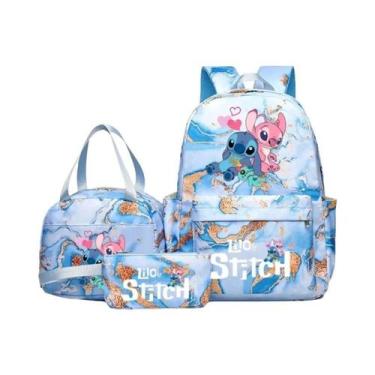 Imagem de Conjunto De Mochila Infantil Lilo & Stitch Anime Com Lancheira E Estoj
