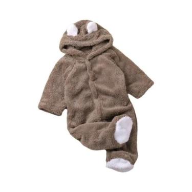 Imagem de Macacão De Manga Longa Com Estampa De Urso Para Bebês Meninos E Menina