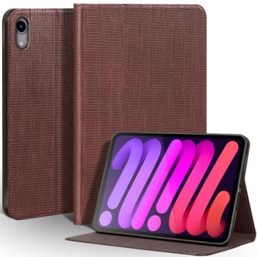 Imagem de Une Diffe Capa de couro para iPad mini 7 (A17 Pro) 2024 / iPad mini 6 geração 2021 8,3 polegadas, capa de couro de flor integral, capa protetora inteligente com hibernar/despertar automático