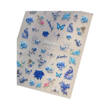 Imagem de Adesivos De Unha 5D Borboleta Vermelha Fênix Andorinha Decalques De Ma