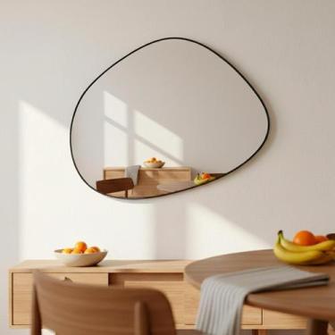 Imagem de Espelho Decorativo Orgânico Pinterest Grande 80x60cm Moderno c/ Suport