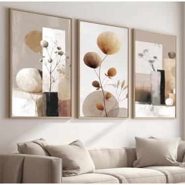 Imagem de Kit 3 Quadros Decorativos Com Moldura Tecido Canvas, Arte Para Quarto, Sala, Corredor, 60x90cm