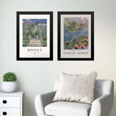 Imagem de Kit 2 Quadros Posters Arte Claude Monet 45X34Cm - Com Vidro