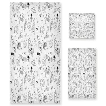 Imagem de xigua Space Rockets Conjunto de toalhas de banheiro absorvente macio 3 peças toalha de banho toalha de mão toalhas decorativas para banheiro, academia, hotel, praia, piscina