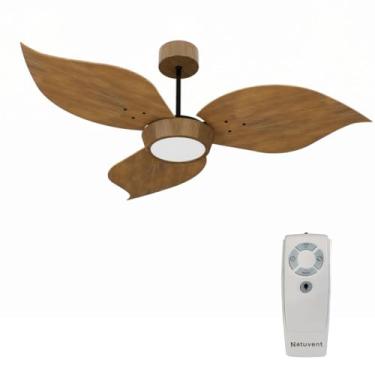 Imagem de Ventilador de Teto Com Controle Remoto Natuvent Flower Led 3 Pás Madeira Imbuia 4000k Branco Neutro 220v