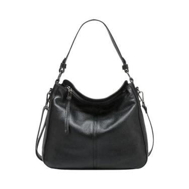 Imagem de Bolsa De Ombro Feminina Em Couro Genuíno Macio, Preta E Marrom, Casual