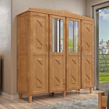 Imagem de Guarda-roupa 4 Portas 3 Gavetas Brasil Freijó Madeira Pinus - Cavazotto