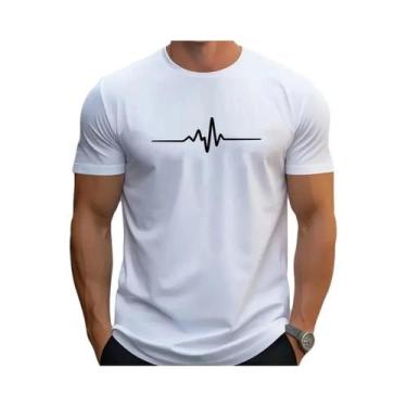 Imagem de Camiseta Masculina Slim Fit De Algodão Com Estampa Gráfica Casual De V