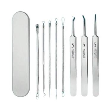 Imagem de Kit De Remoção De Cravos Em Aço Inoxidável Preto Com Pinça E Agulha, F
