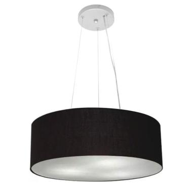 Imagem de Lustre Luminária Pendente Cupula Em Tecido Md-39803 - Bivolt - Para 3 Lâmpadas E27 - Lustres Vivare Preto 45x15cm