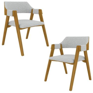 Imagem de Kit 2 Cadeiras Sala De Jantar E Jogos Carteados Madeira Maciça Poker Linho Cinza-mel G42 - Gran Belo