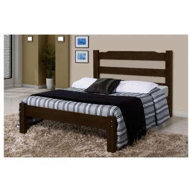 Imagem de Cama de Casal Veneza de Madeira Maciça Tauari Tabaco